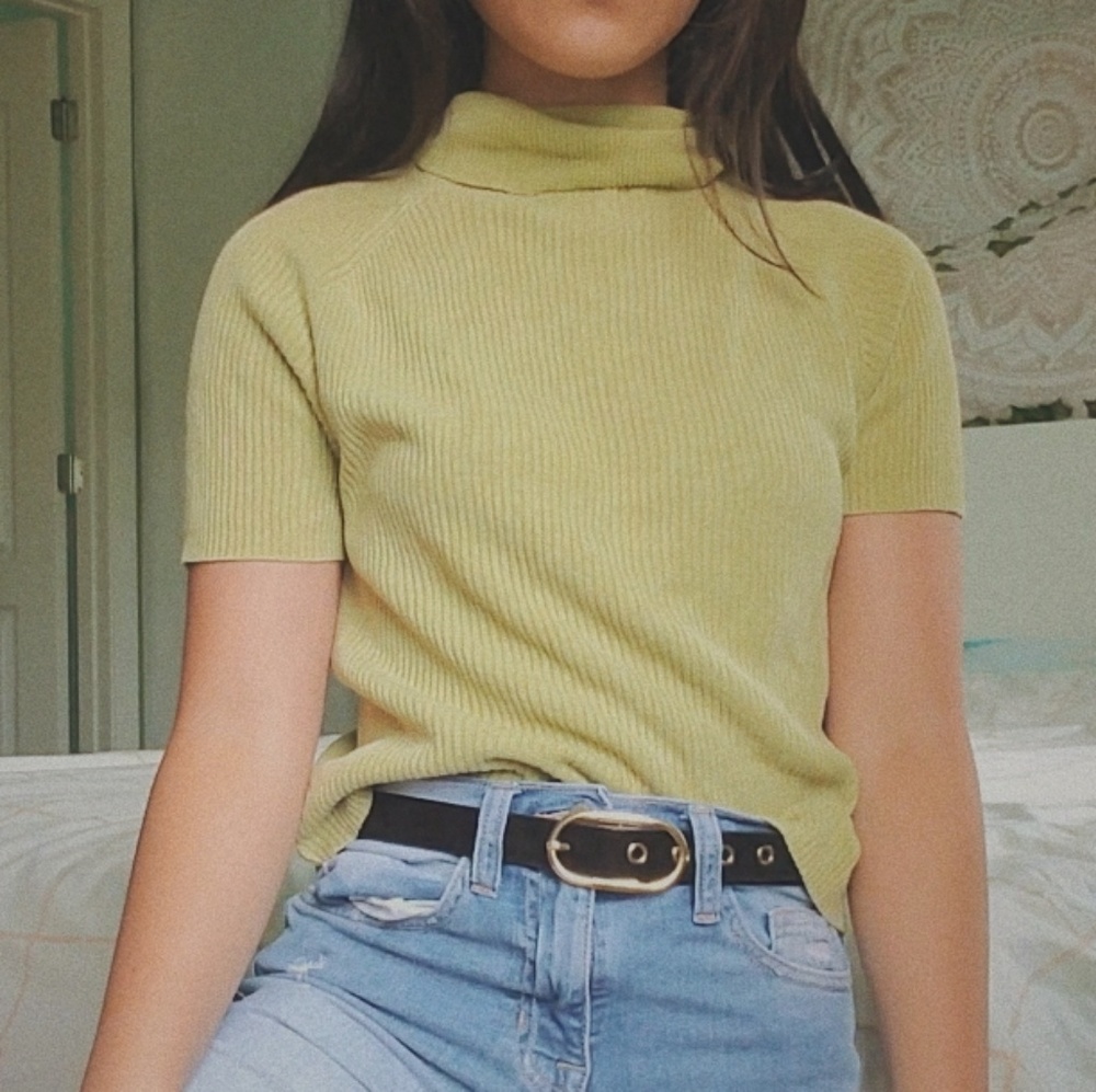 Knit cropped turtleneck